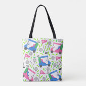 Roze Blauwe Groene Golf Preppy Tote Bag (Achterkant)