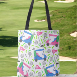 Roze Blauwe Groene Golf Preppy Tote Bag
