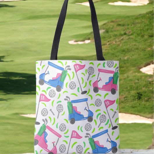 Roze Blauwe Groene Golf Preppy Tote Bag