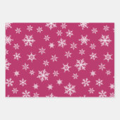 Roze blauwe groene kleurige sneeuwvlokken kerst inpakpapier vel (Voorkant)