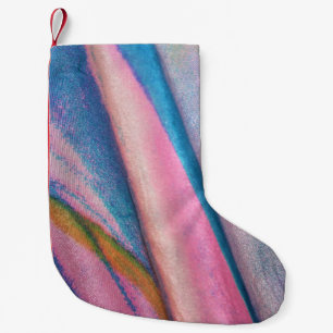 Roze blauwe groene textielroze kleine kerstsok