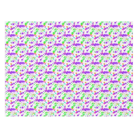 Roze blauwe groene turquoise Verf Splatter Tafelkleed (Voorkant (Horizontaal))