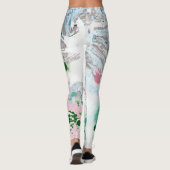 Roze blauwe groene witte moderne Abstracte kunst Leggings (Achterkant)