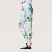 Roze blauwe groene witte moderne Abstracte kunst Leggings (Links)