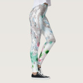 Roze blauwe groene witte moderne Abstracte kunst Leggings (Rechts)