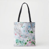 Roze blauwe groene witte moderne Abstracte Sjabloo Tote Bag (Voorkant)