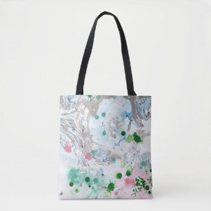 Roze blauwe groene witte moderne Abstracte Sjabloo Tote Bag