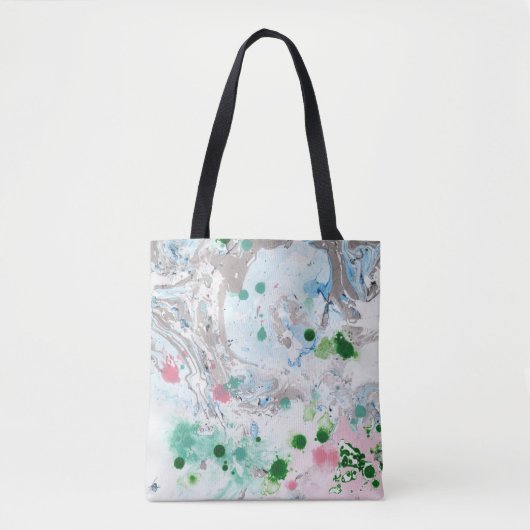 Roze blauwe groene witte moderne Abstracte Sjabloo Tote Bag (Voorkant)