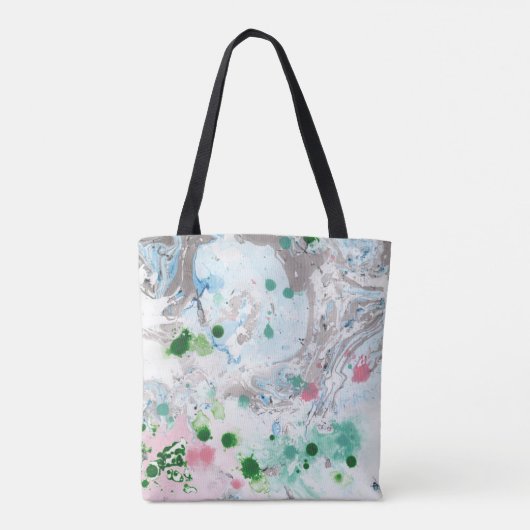 Roze blauwe groene witte moderne Abstracte Sjabloo Tote Bag (Achterkant)