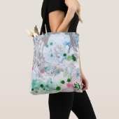 Roze blauwe groene witte moderne Abstracte Sjabloo Tote Bag (Dichtbij)