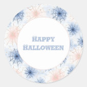 Roze Blauwe Halloween Spinnenwebben Ronde Sticker (Voorkant)
