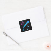 Roze blauwe hand getekende microfoon muzieknoten vierkante sticker (Envelop)