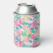 Roze, blauwe handschilderingen, ontwerp voor een m blikjeskoeler (Blikje Achterkant)