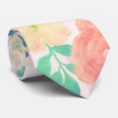 Roze, blauwe handschilderingen, ontwerp voor een m stropdas (Opgerold)