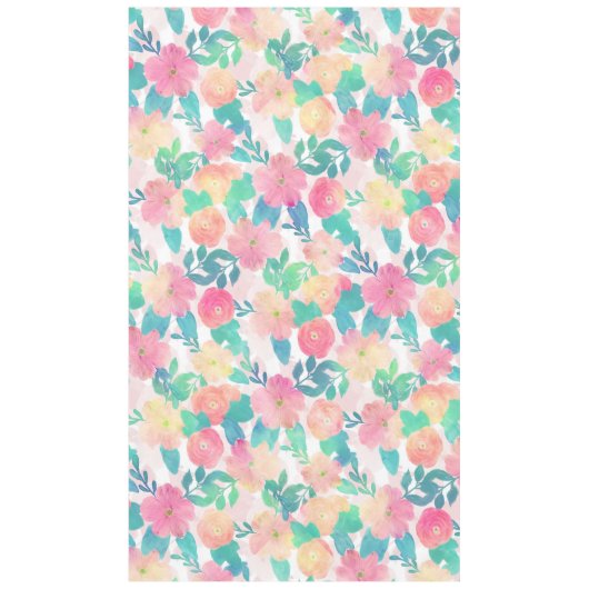 Roze, blauwe handschilderingen, ontwerp voor een m tafelkleed (Voorkant)