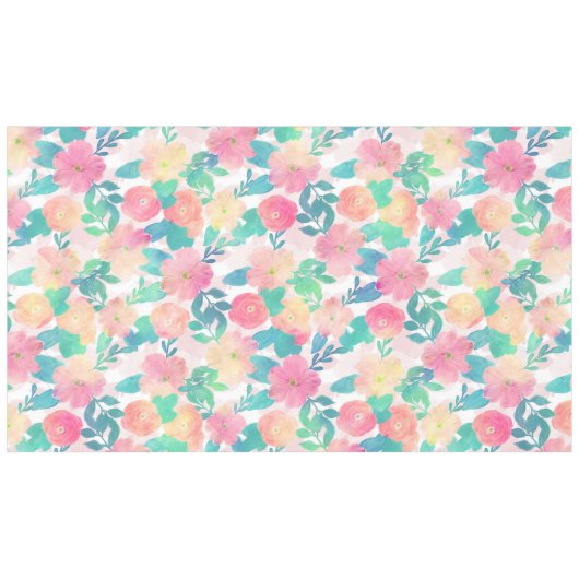 Roze, blauwe handschilderingen, ontwerp voor een m tafelkleed (Voorkant (Horizontaal))