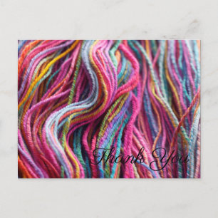 Roze blauwe handspun Wool Yarn Knitting Hartelijk  Briefkaart