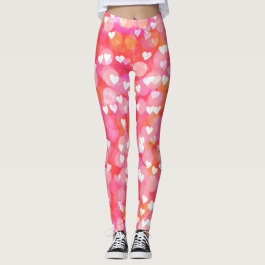 Roze blauwe harten leggings (Voorkant)
