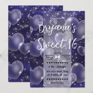 Roze blauwe harten met een juffrouw meisje van 90 kaart