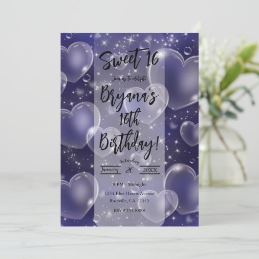 Roze blauwe harten met een juffrouw meisje van 90  kaart (Staand voorkant)