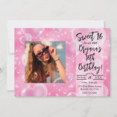 Roze blauwe harten met een juffrouw meisje van 90 kaart (Voorkant)