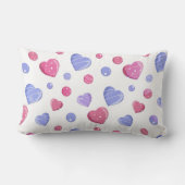 Roze, blauwe harten op een witte achtergrond. kussen (Achterkant)
