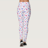 Roze, blauwe harten op een witte achtergrond. leggings (Achterkant)