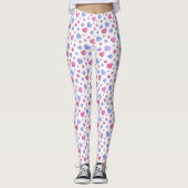 Roze, blauwe harten op een witte achtergrond. leggings (Voorkant)