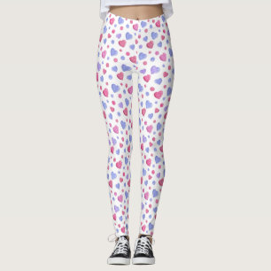Roze, blauwe harten op een witte achtergrond. leggings