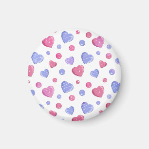 Roze, blauwe harten op een witte achtergrond. magneet
