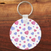 Roze, blauwe harten op een witte achtergrond. sleutelhanger (Voorkant)