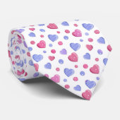 Roze, blauwe harten op een witte achtergrond. stropdas (Opgerold)
