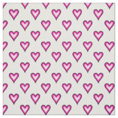 Roze blauwe harten op wit stof (Swatch)