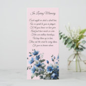 Roze Blauwe Herdenkings Gebedskaart (Staand voorkant)