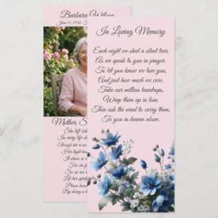 Roze Blauwe Herdenkings Gebedskaart