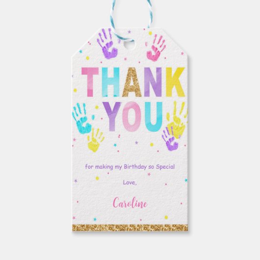 Roze & Blauwe High Five Cadeautags  Cadeaulabel (Voorkant)