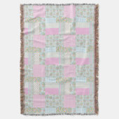  roze blauwe hond Rozen Faux Patchwork Deken (Voorkant Verticaal)