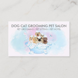 Roze blauwe honden katten spa Pet Groomer Visitekaartje