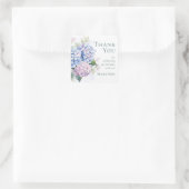 Roze Blauwe Hortensia 65e Verjaardagsfeest Bedankt Vierkante Sticker (Tas)