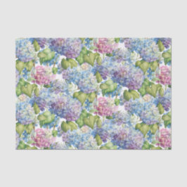Roze Blauwe Hortensia in Bloom Bloemen Patroon Tissuepapier