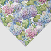 Roze Blauwe Hortensia in Bloom Bloemen Patroon Tissuepapier (Detail)