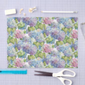 Roze Blauwe Hortensia in Bloom Bloemen Patroon Tissuepapier (Craft)
