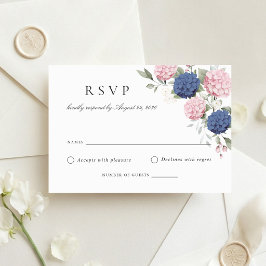 Roze Blauwe Hortensia Trouw RSVP Kaart