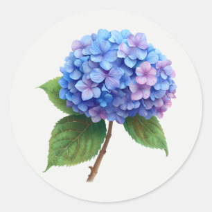 Roze Blauwe Hortensia Tuin Bloem Bloemstuk kunst Ronde Sticker