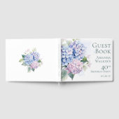 Roze Blauwe Hortensia's 40e Verjaardag Gastenboek (Volledig)