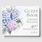 Roze Blauwe Hortensia's 40e Verjaardag Gastenboek (Voorkant)