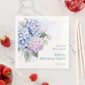 Roze Blauwe Hortensia's 60ste Verjaardagsfeest Servet (Insitu)