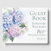 Roze Blauwe Hortensia's 80ste Verjaardag Gastenboek (Voorkant)