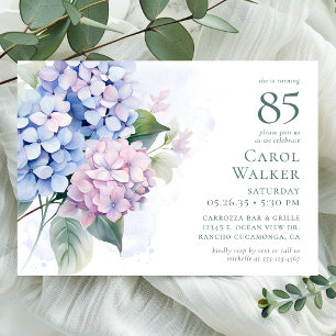 Roze Blauwe Hortensia's 85ste Verjaardagsfeest Kaart
