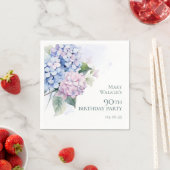 Roze Blauwe Hortensia's 90ste Verjaardagsfeest Servet (Insitu)